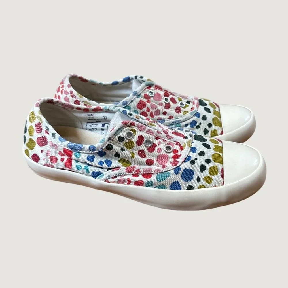 Mini Boden Polka Dot Sneakers Girls Multi Color Canvas Slip On SIZE 35/3